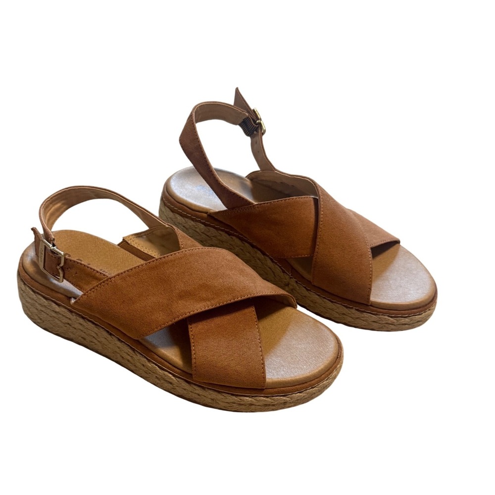 Dr. Scholl's Platform Sandals Womens 7 Good Espadrille Jute Slingback Buckle